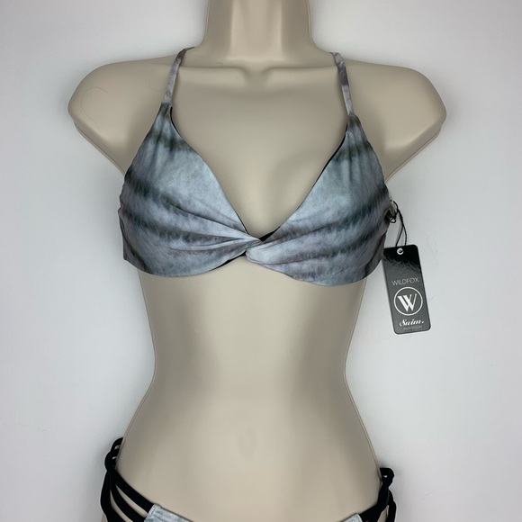 Wildfox Animal Print Twist Front Crisscross Tie Back Bikini Top - Picture 2 of 9